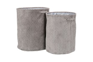 Koš na prádlo v šedivé látce, Sada 2ks, Polyester. LK9575-GREY