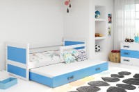 Dětská postel s přistýlkou RICO 2 90x200 cm, bílá/modrá
