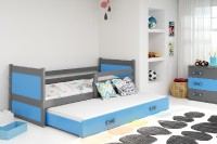 Dětská postel s přistýlkou RICO 2 90x200 cm, grafitová/modrá