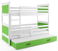 Patrová postel s přistýlkou RICO 3 80x190 cm, bílá/zelená