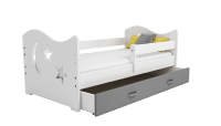 Dětská postel Miki 80x160 B1, bílá/šedá+ rošt, matrace, úložný prostor